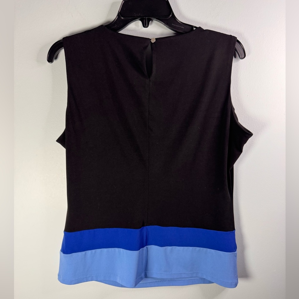 Calvin Klein Black and Blue Colorblock Blouse - Picture 3 of 6